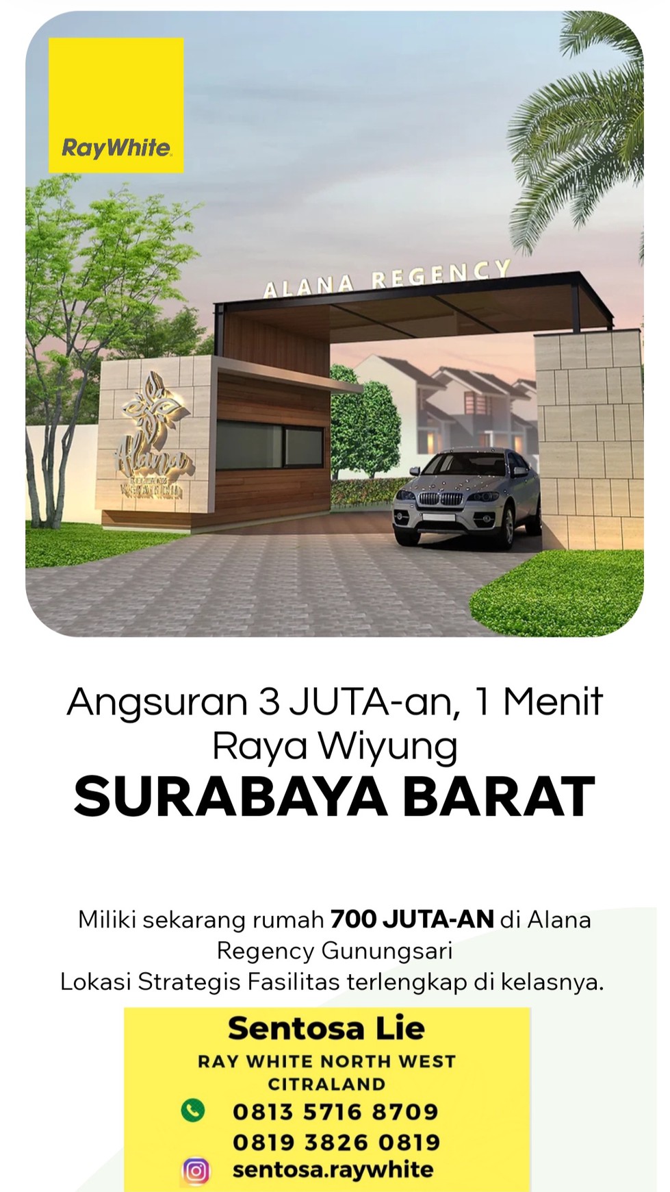 Rp.700 jt-an Rumah Alana Regency Gunung Sari Surabaya Barat - 1 Menit ke Wiyung , 10 menit ke PTC, Pakuwon Mall