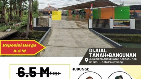 Dijual Cepat Tanah + Bangunan lokasi strategis di Palembang