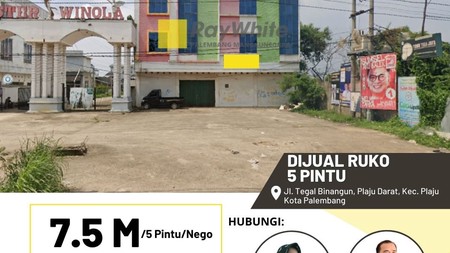 Dijual Cepat 5 Unit Ruko di jl Tegal Binangun Palembang