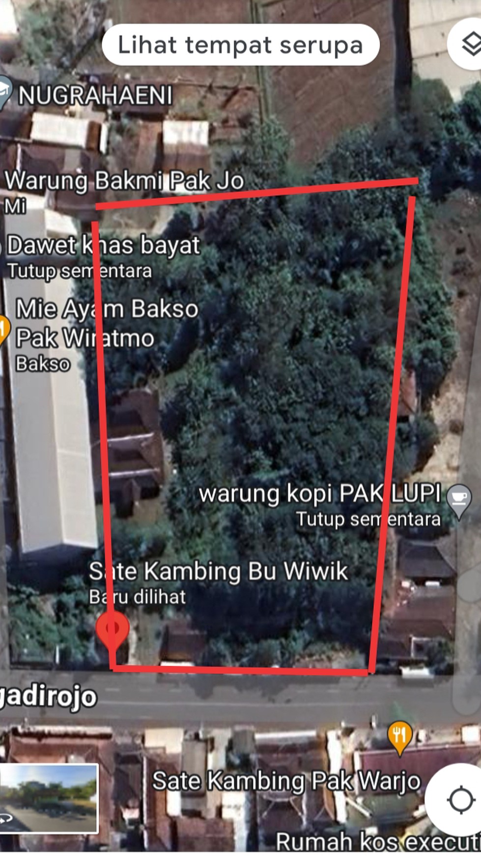 Tanah Luas 9047 Meter Persegi Cocok Untuk Gudang Lokasi Strategis di Wonogiri