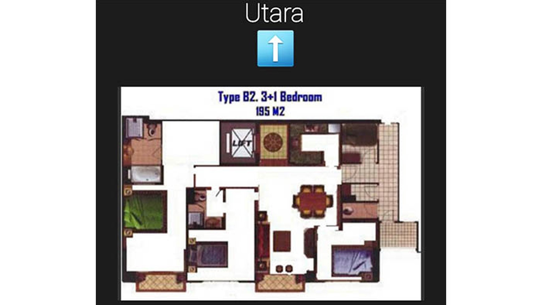 Apartemen Senayan Residence, Luas 195m2