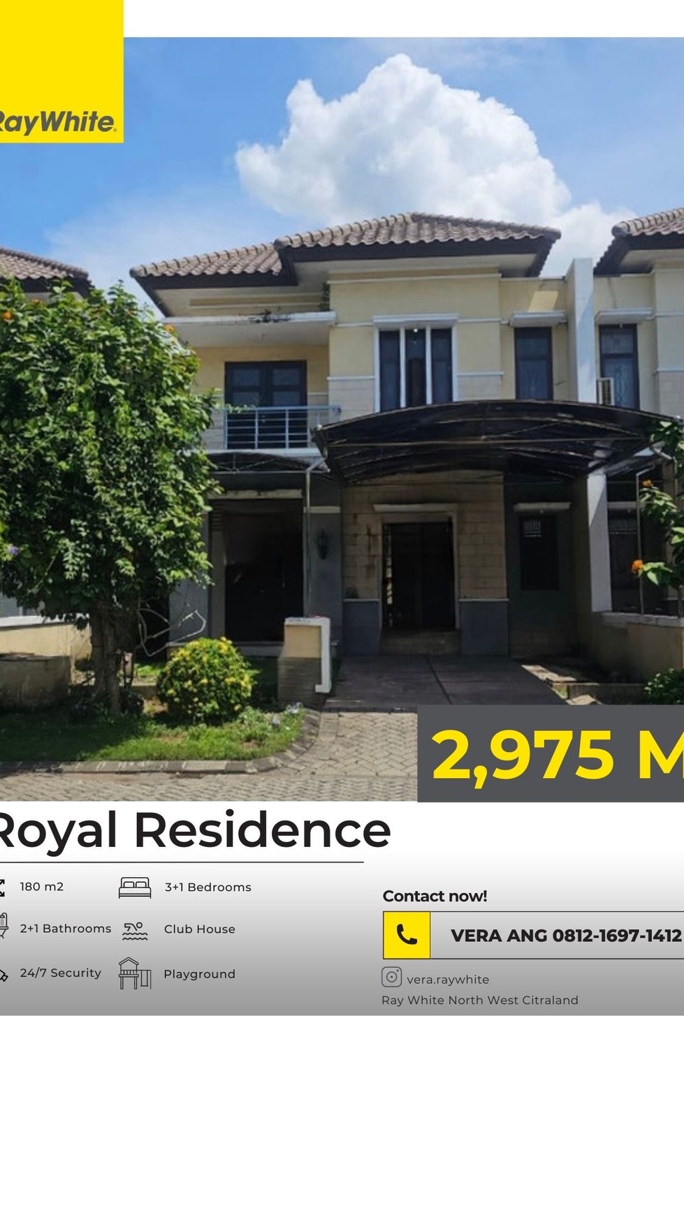 dijual rumah cluster terdepan royal residence