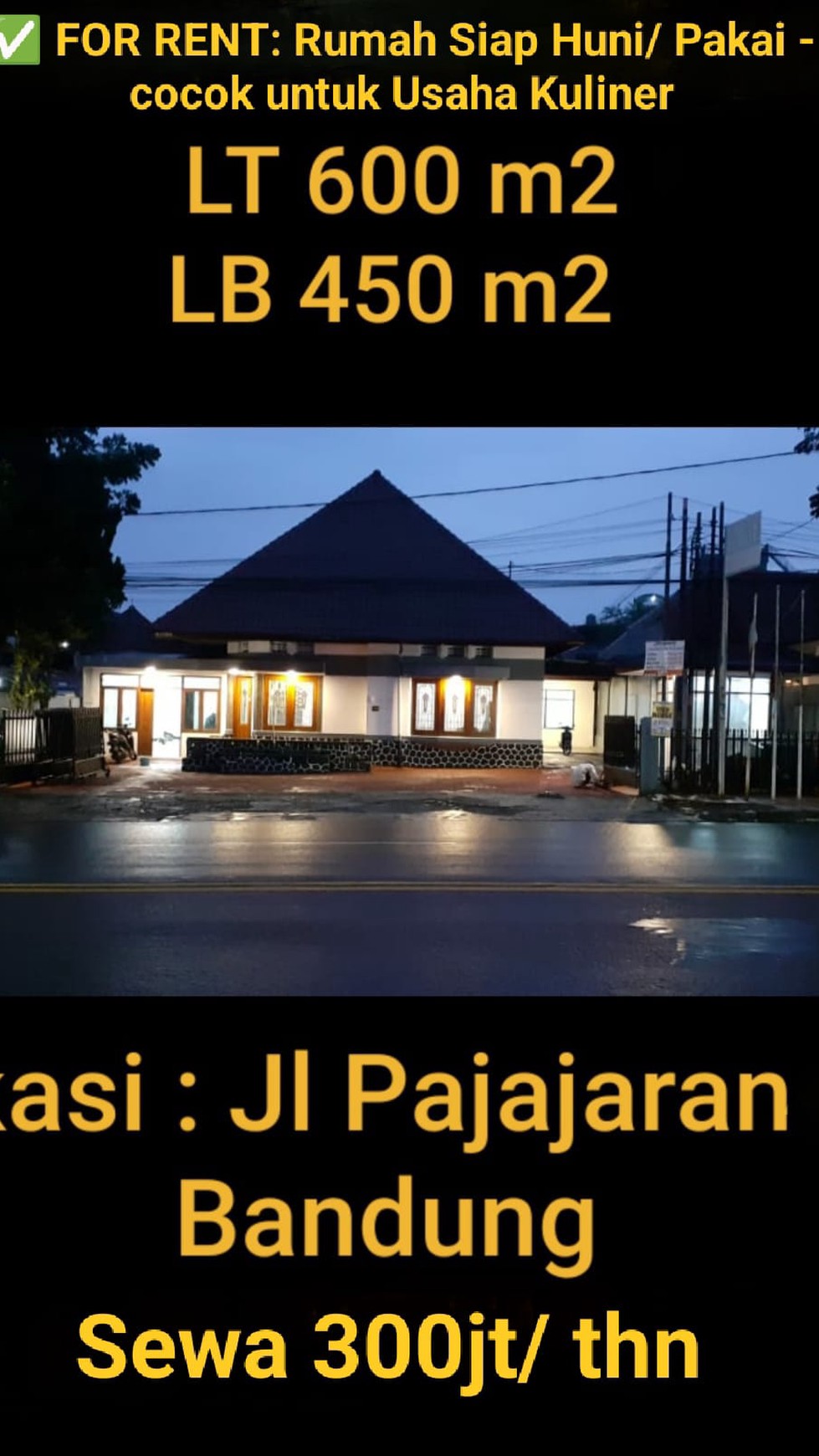 Ruang Usaha Rumah Klasik di Mainroad Pajajaran Kota Bandung