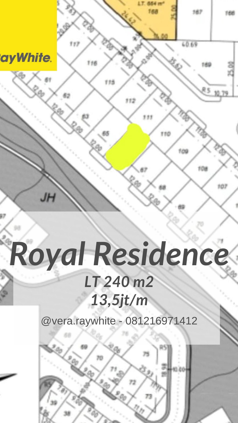 dijual kavling raya royal residence luar cluster second road