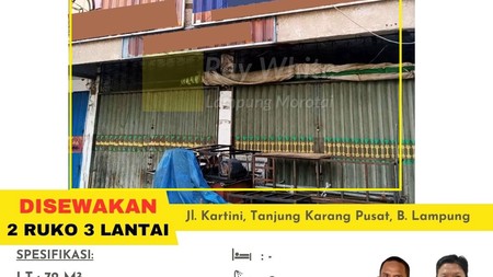 Disewakanl Ruko 3 lantai di Jl.Kartini  kota bandar lampung