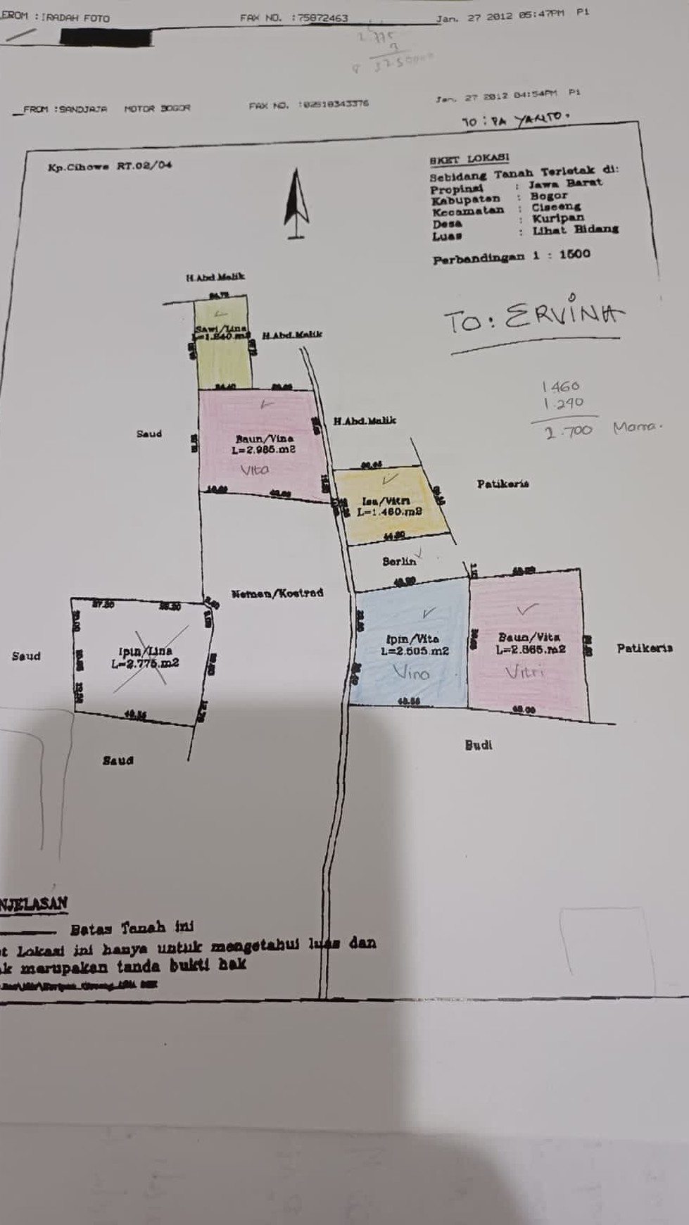 Dijual Tanah di Kuripan Ciseeng Bogor ada 6 sertifikat 