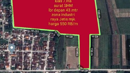  Dijual: Tanah Industri Murah di Bawah Harga Pasar - Kawasan Industri Jetis, Mojokerto