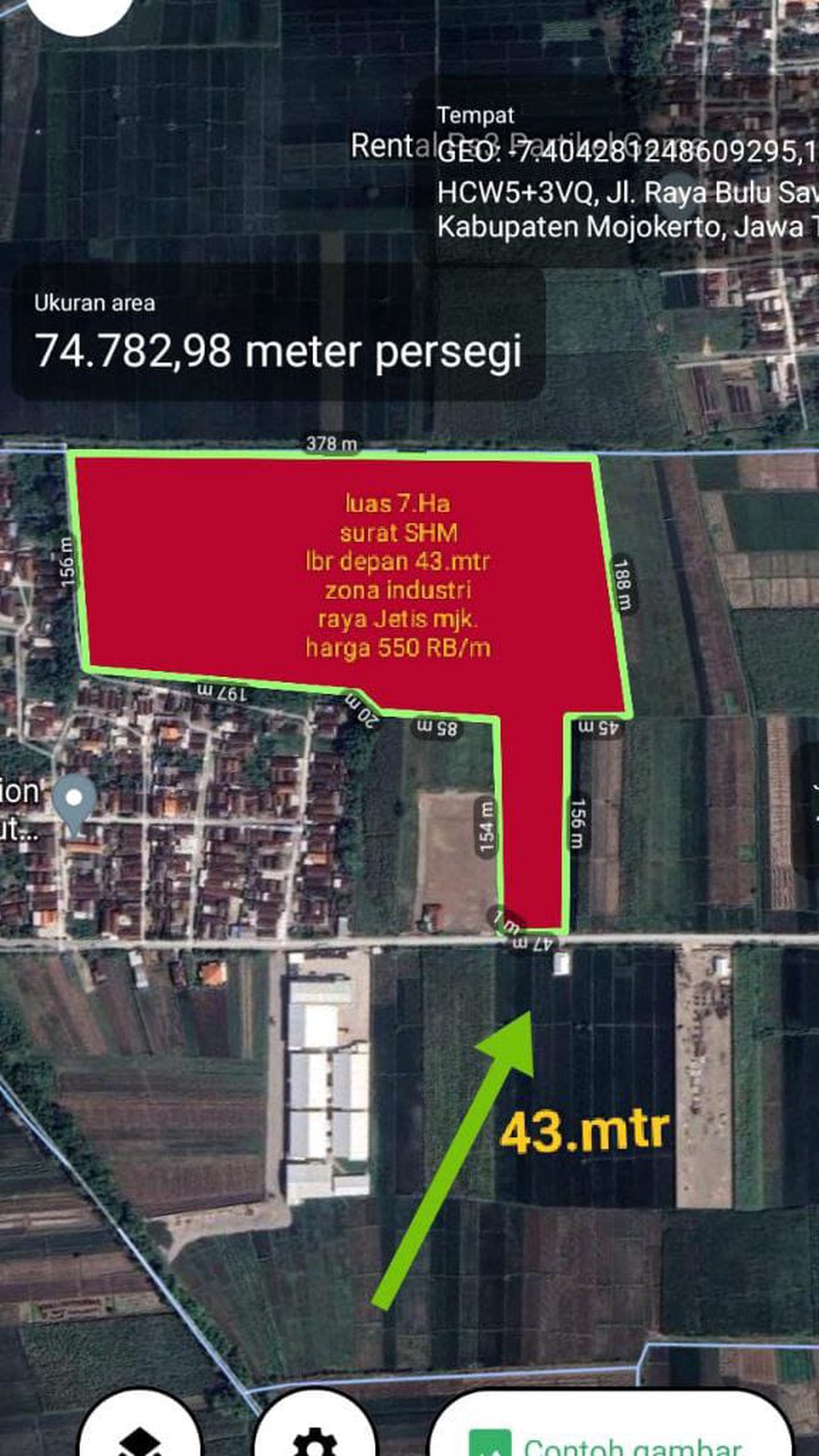  Dijual: Tanah Industri Murah di Bawah Harga Pasar - Kawasan Industri Jetis, Mojokerto