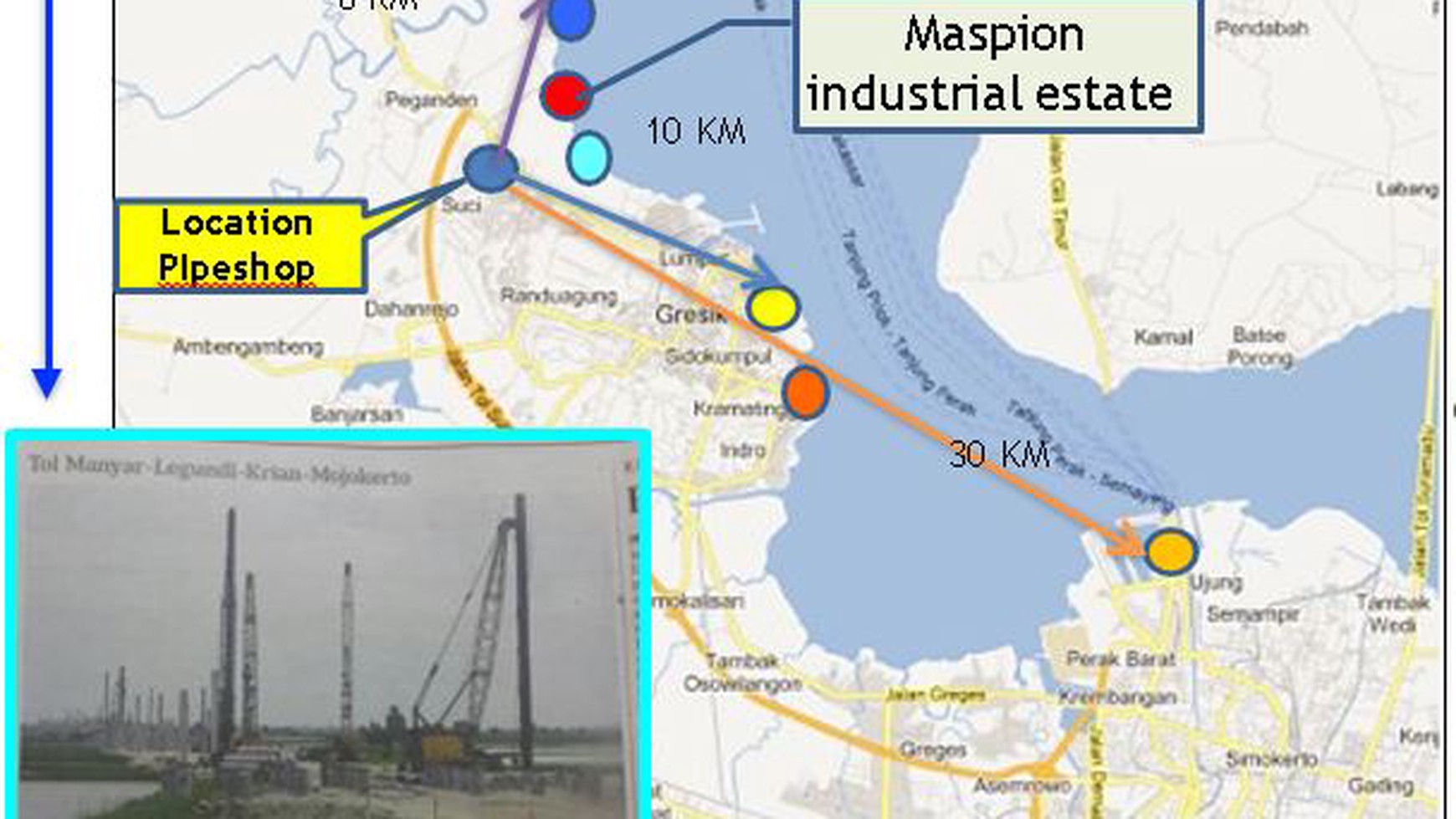 Dijual Gudang Luas 3.2Ha Lokasi Strategis dekat pelabuhan di daerah Gresik Jawa Timur