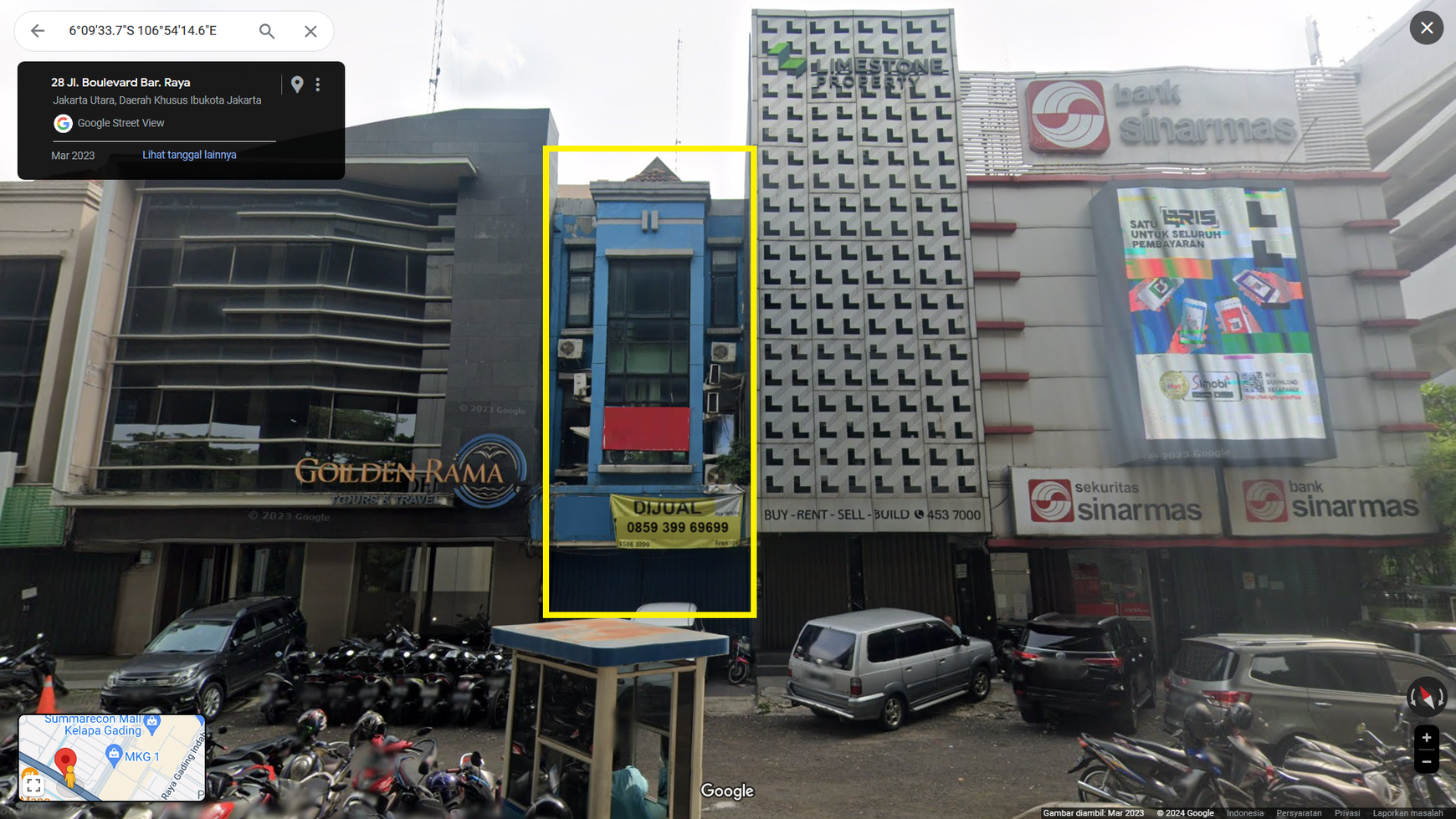  Ruko Kelapa Gading Boulevard Barat 3 Lantai samping Menara 1