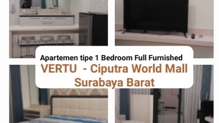 Dijual Apartemen VERTU tipe 1 Bedroom Full Furnished Akses Ciputra World Mall Surabaya Barat