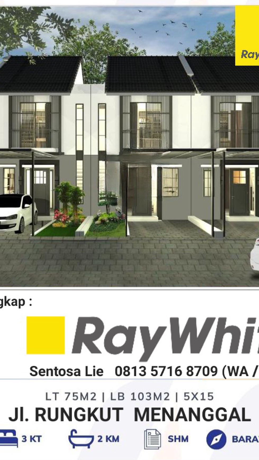 Dijual Rumah Rungkut Menanggal - Gununganyar Surabaya Timur - New Modern 2 Lantai - Ready 3 Unit Sejajar - Dekat MERR , Bandara Juanda 