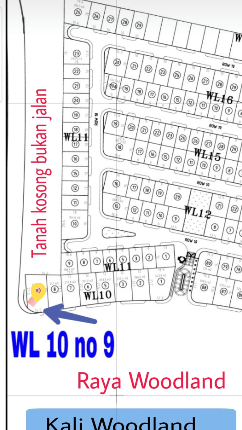 Dijual Tanah Raya Woodland Citraland Surabaya Barat - Nol Jalan RAYA KEMBAR cocok buat Segala Usaha  - MURAH Rp.15 jt/m2 Nego