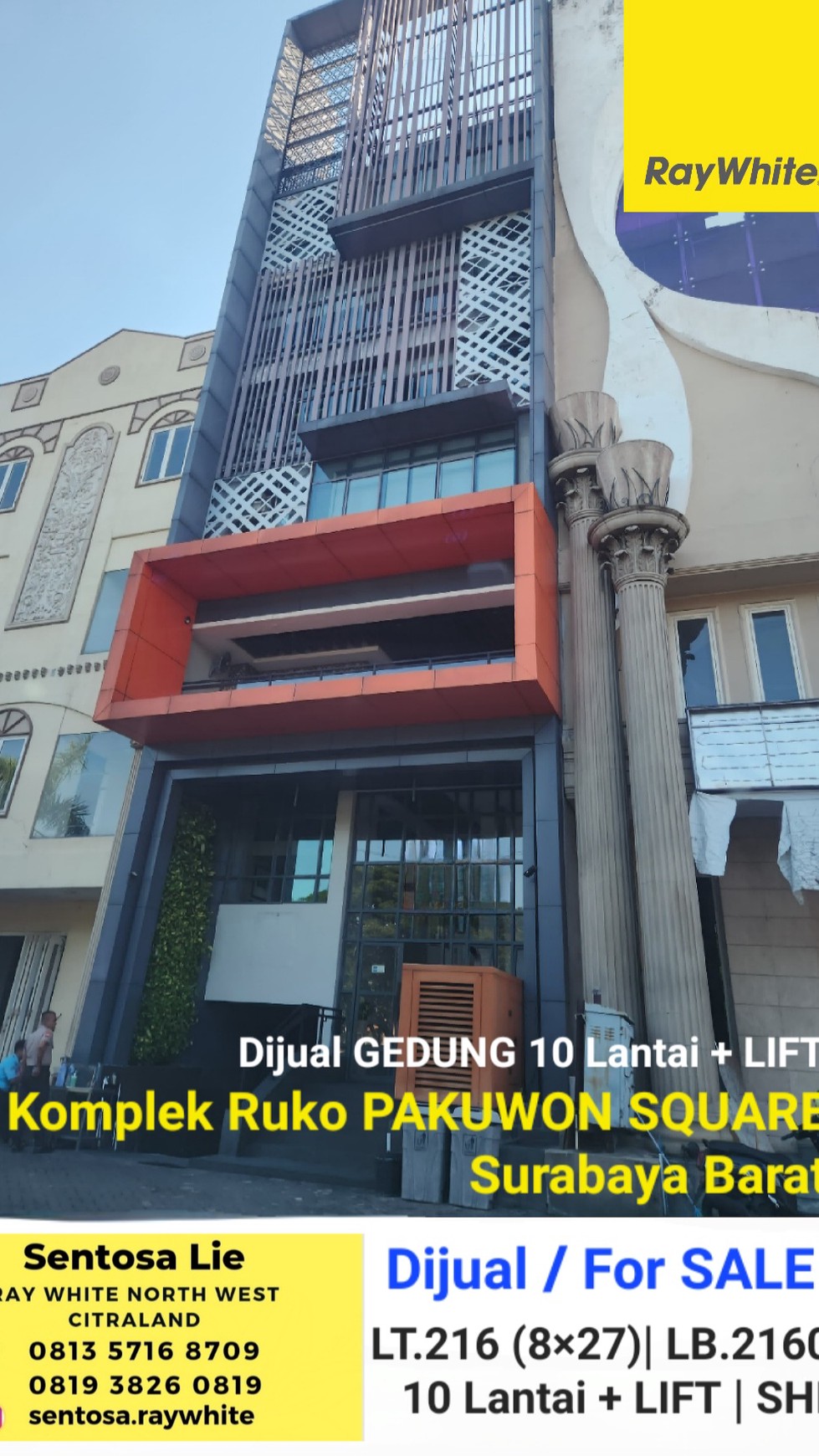 Dijual Gedung 10 Lantai di  Ruko Pakuwon Square + BONUS Lift - Parkir LUAS  di Depan Loop Graha Family - Samping Pakuwon Mall, PTC, Supermall