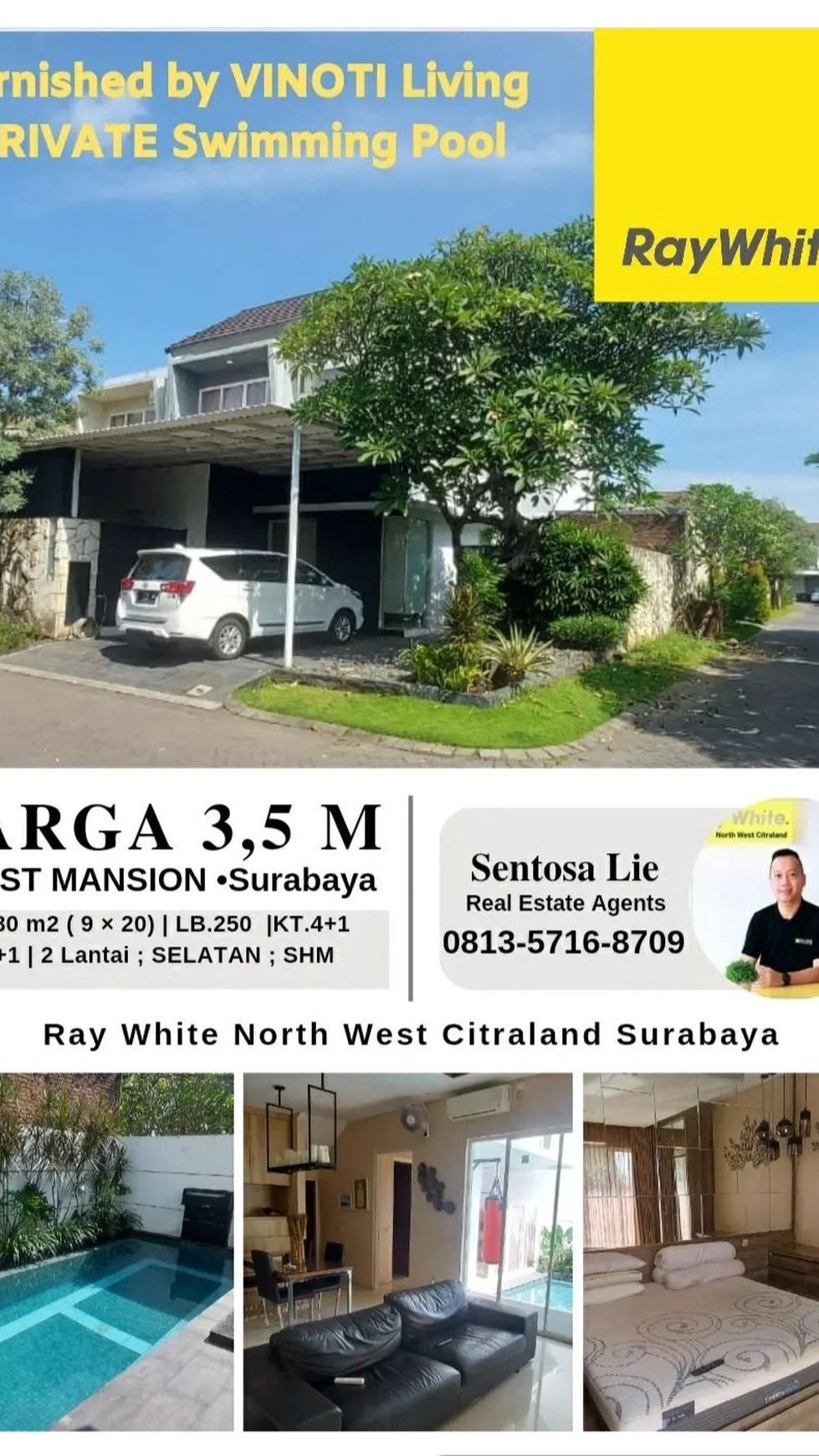 Jual / Sewa Rumah Ada Kolam Renang area Citraland Surabaya Barat STRATEGIS dekat Wisata Bukit Mas , Royal Residence, Pakuwon Indah, Graha Family,The Greenlake Citraland