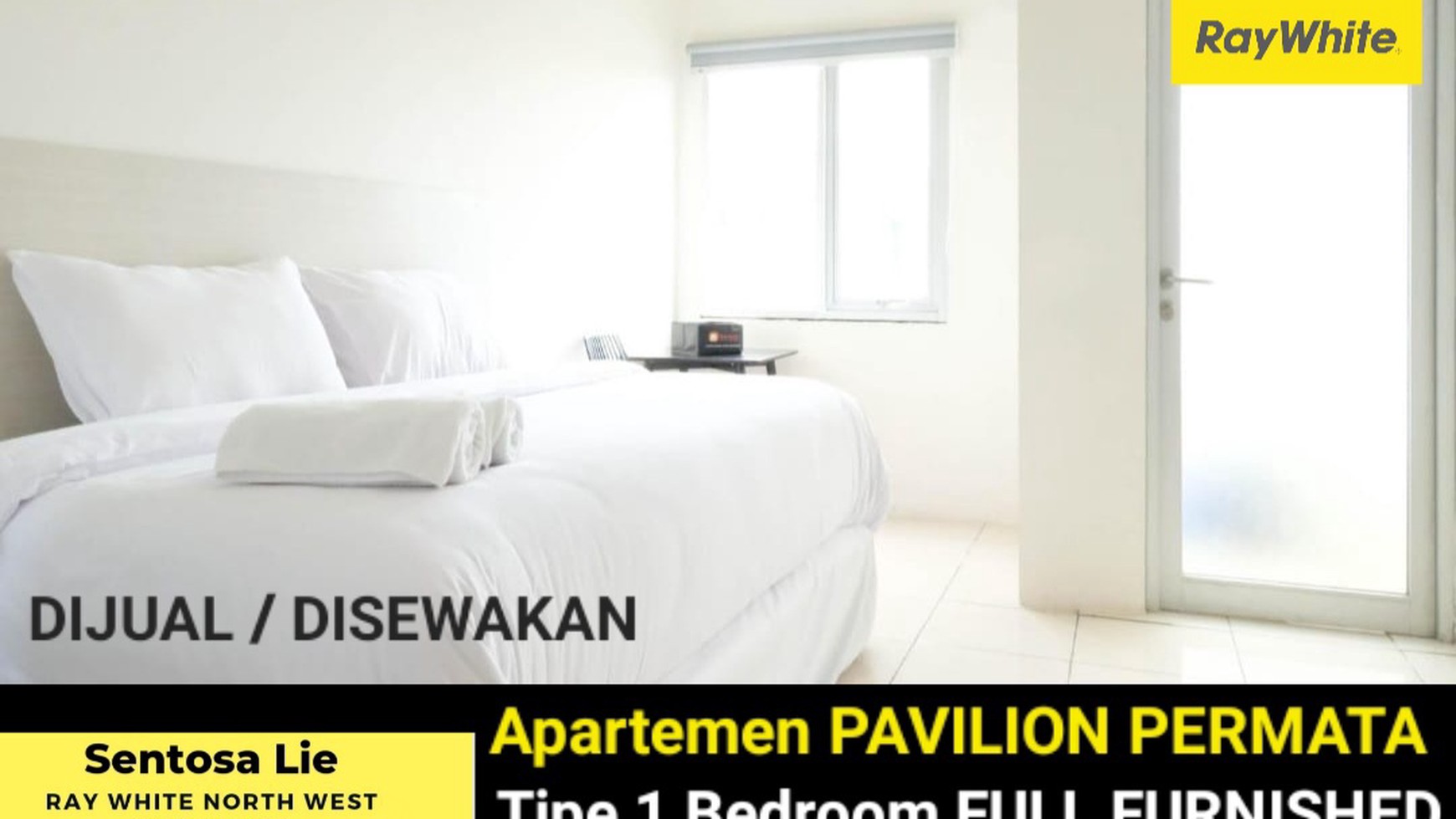 Dijual / Disewakan Apartemen Pavilion Permata tipe 1 Bedroom Full Furnished Strategis Surabaya Barat dekat Grand Sungkono Lagoon dan Akses Tol Satelit