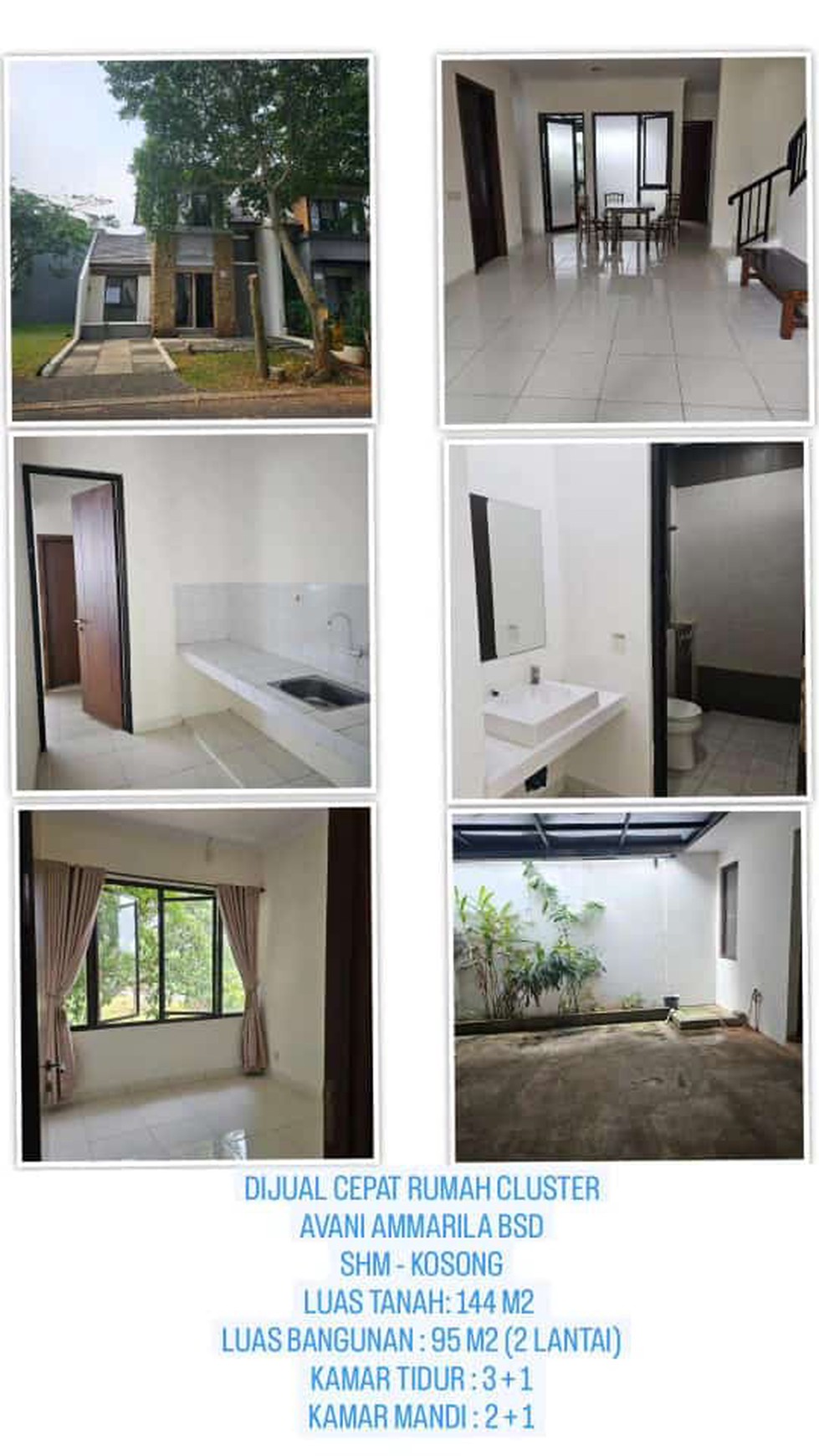 Dijual Cepat Rumah 2 Lantai di Cluster Avani, BSD