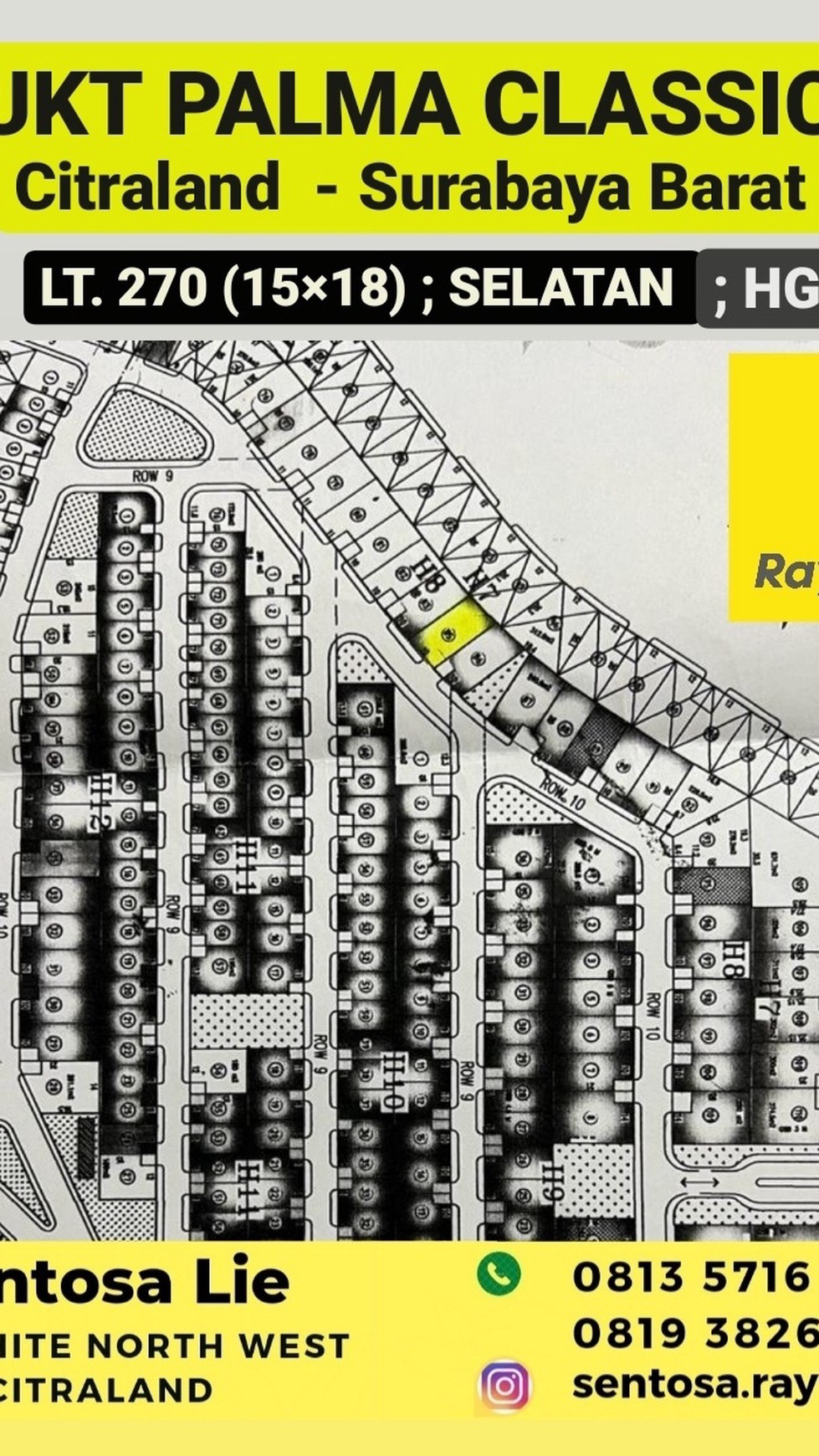 MURAH Rp.6 jt-an /m2 Dijual.Tanah Kavling Bukit Palma Classica Citraland Surabaya Barat - Lokasi Bagus