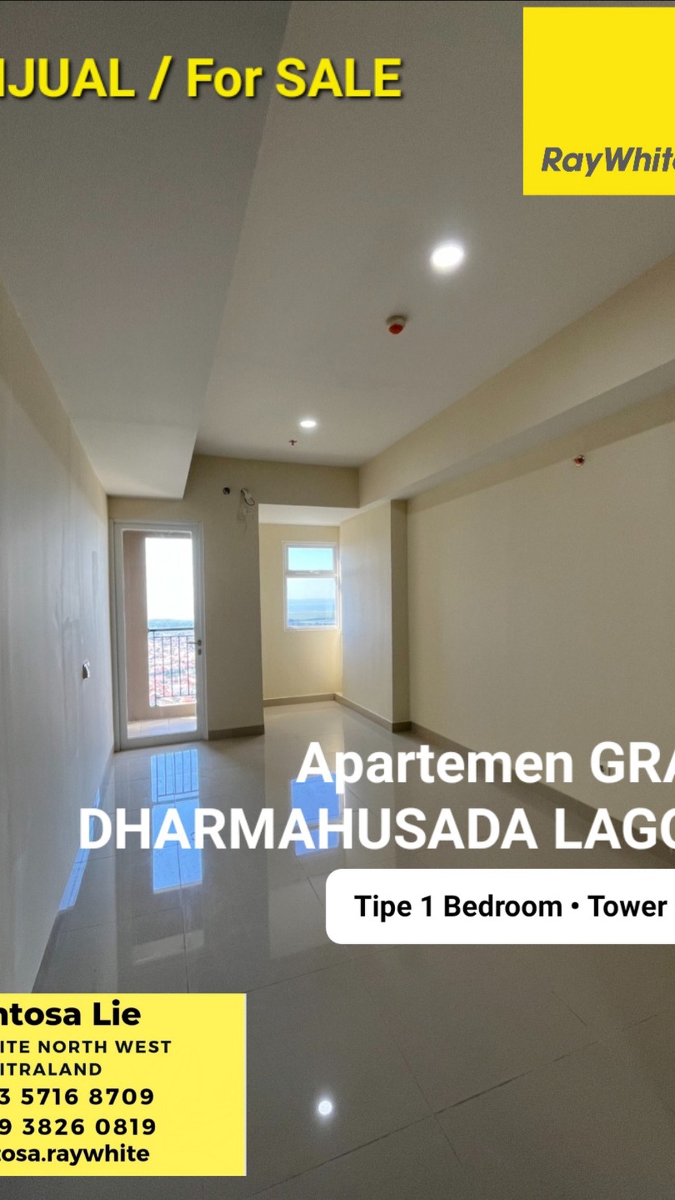 Dijual Apartemen Grand Dharmahusada Lagoon Tipe 1 Bedroom Baru Kosongan dekat ITS, Pakuwon City Mall