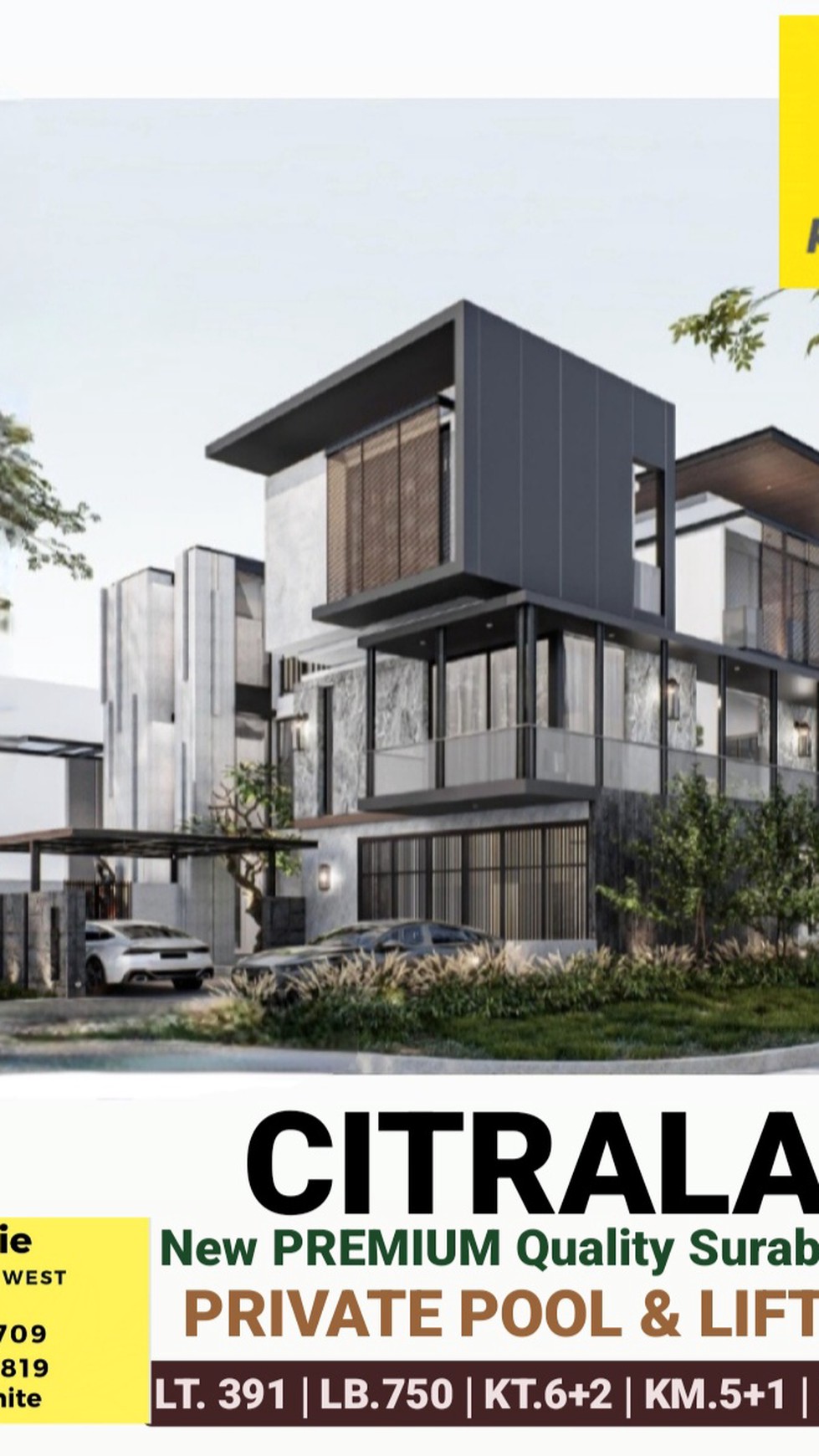 Dijual Rumah Baru Citraland Waterfront - Woodland - Eastwood Citraland Surabaya New PRIVATE Swimming Pool and LIFT