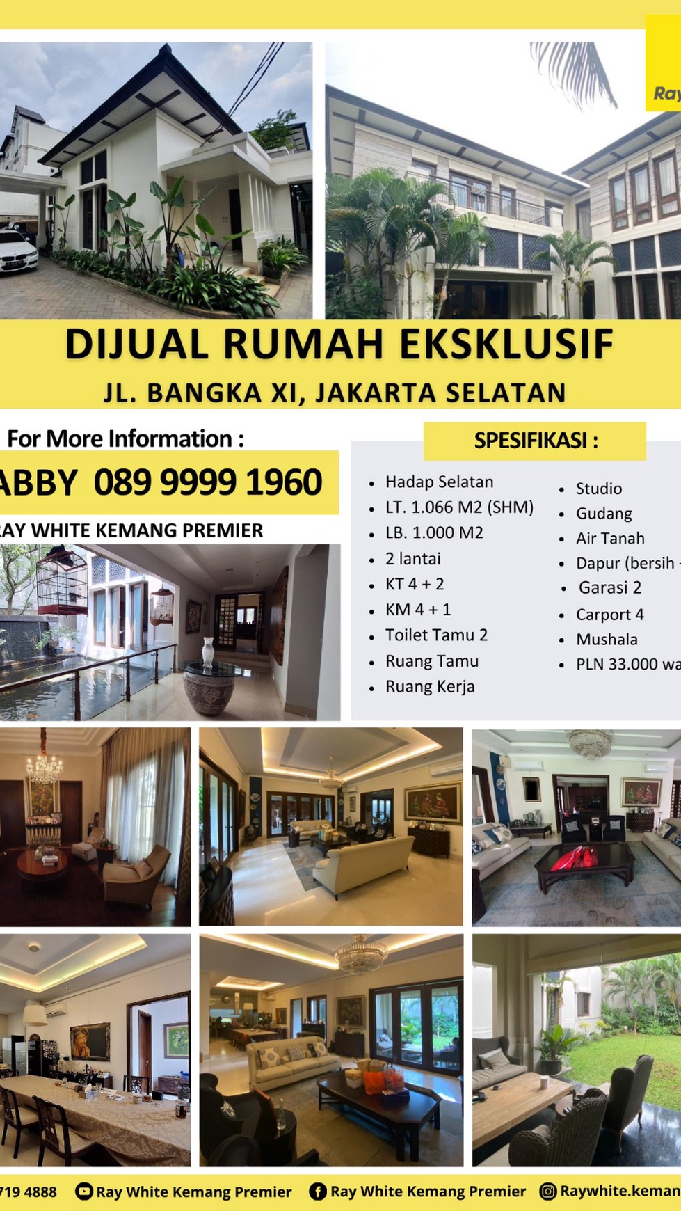 Dijual Rumah Eksklusif Semi Furnished di Bangka XI - Kemang