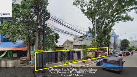 FOR SALE Tanah Komersial K1 Jalan Abdullah Syafei Tebet Jakarta Selatan