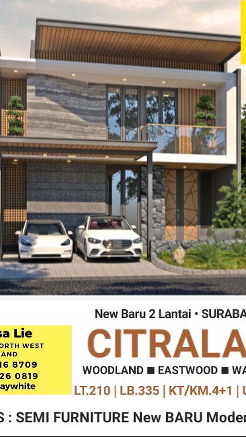 Rumah Baru Citraland Surabaya Barat - Woodland - Waterfront - Eastwood  BONUS SEMI Furniture Modern NEW