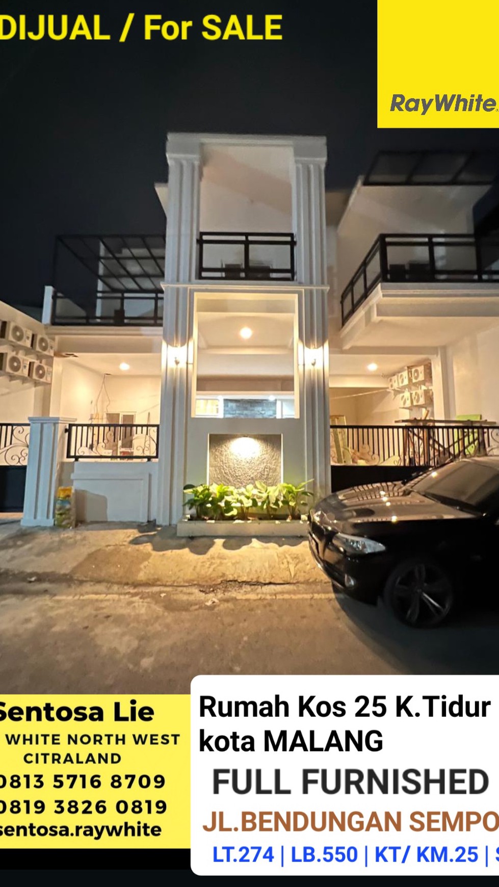 Dijual Rumah Usaha Kos Aktif di kota Malang - 25 Kamar Tidur FULL FURNISHED Dekat Univ Brawijaya , Malang Town Square