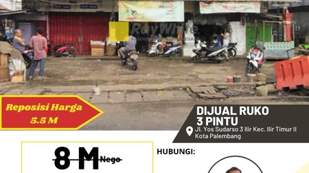 Dijual Ruko 3 Pintu di Palembang