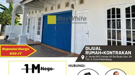 Dijual Cepat Rumah + Kontrakan di Jl Serda KKO Usman Ali Kota Palembang