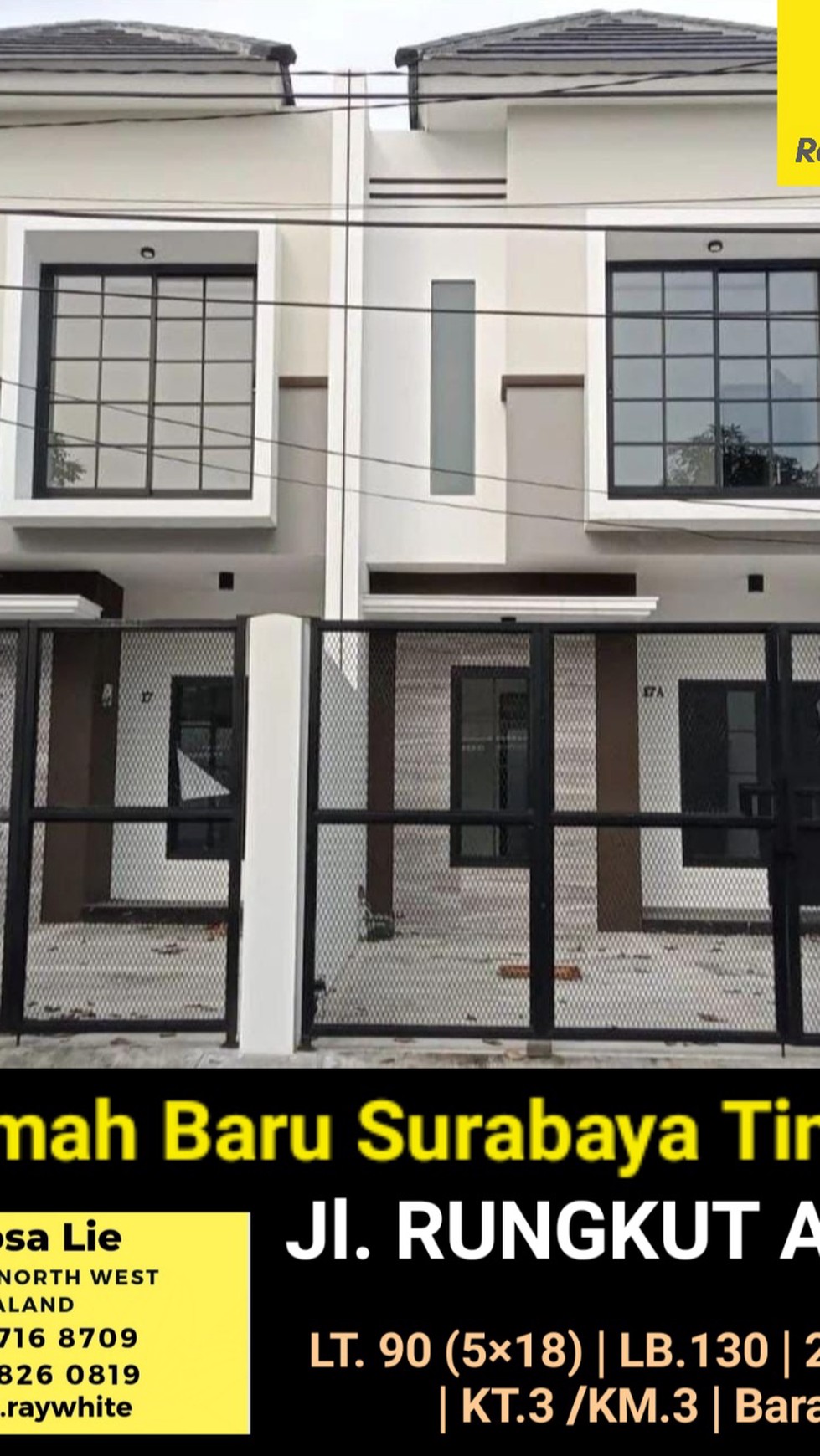 Dijual Rumah Rungkut Asri Surabaya Timur - Minimalis modern 2 Lantai - Row Jalan LEBAR 3 Mobil