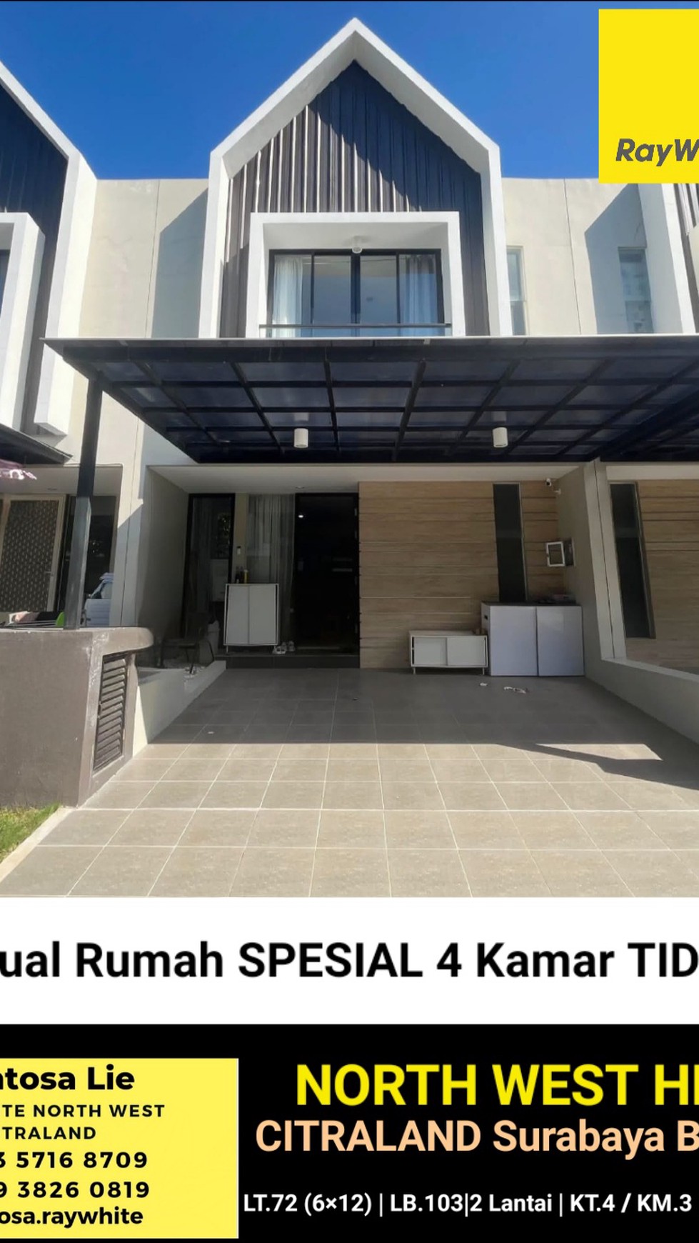 Dijual Rumah North West Hill Citraland SPESIAL 4 KAMAR TIDUR - ROW Jalan LEBAR 3 Mobil