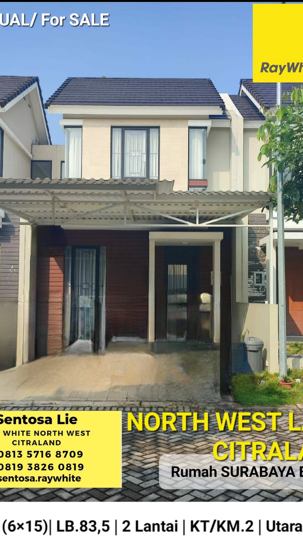 Dijual Rumah North West Lake Citraland SPESIAL KANOPY ROOFTOP Depan Belakang - Surat SHM - Carport masuk 2 MOBIL