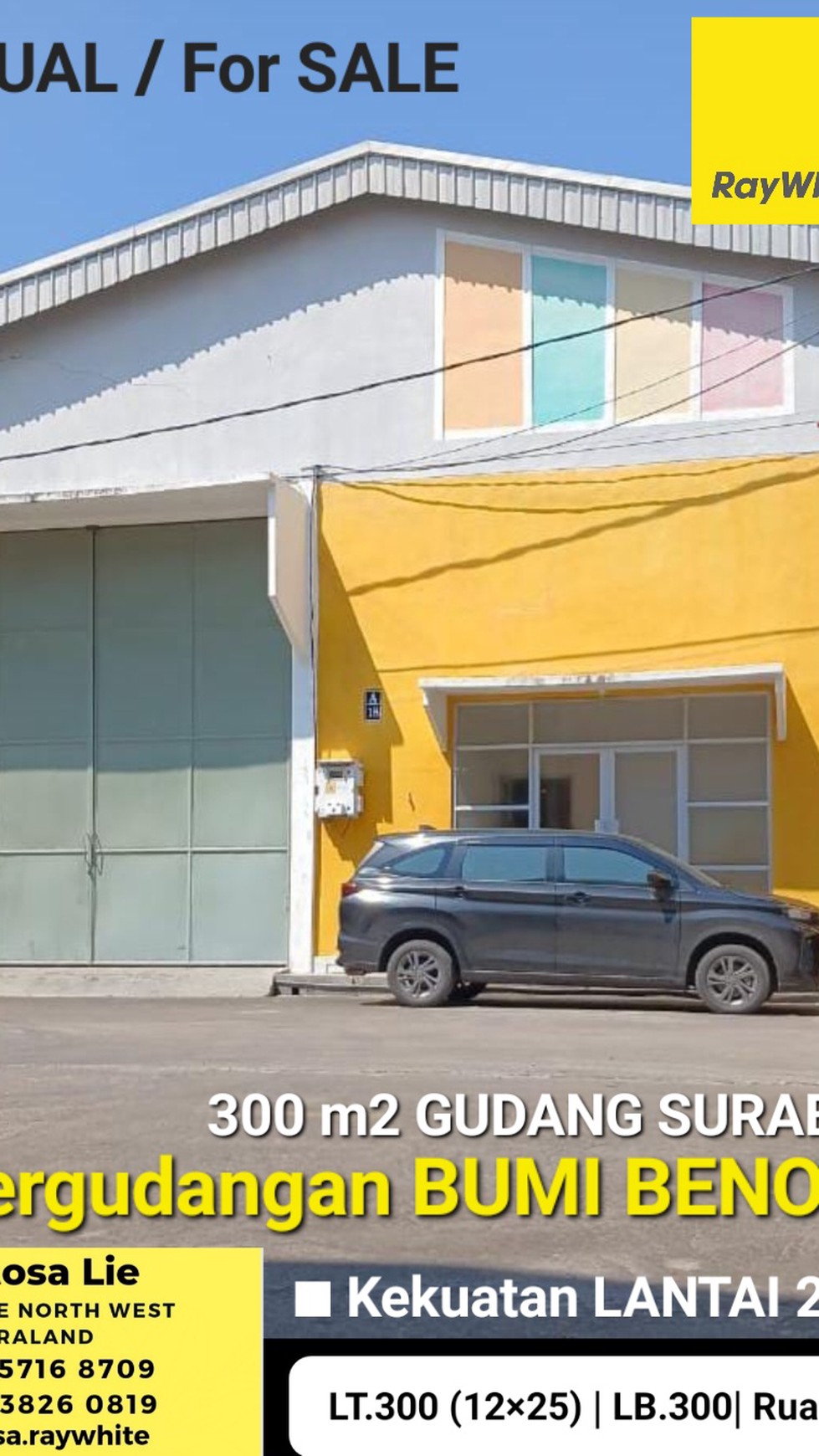 Dijual 300 m2 Gudang SURABAYA di Pergudangan Bumi Benowo - Kekuatan LANTAI 2 TON -  Ready 2 unit Gudang 