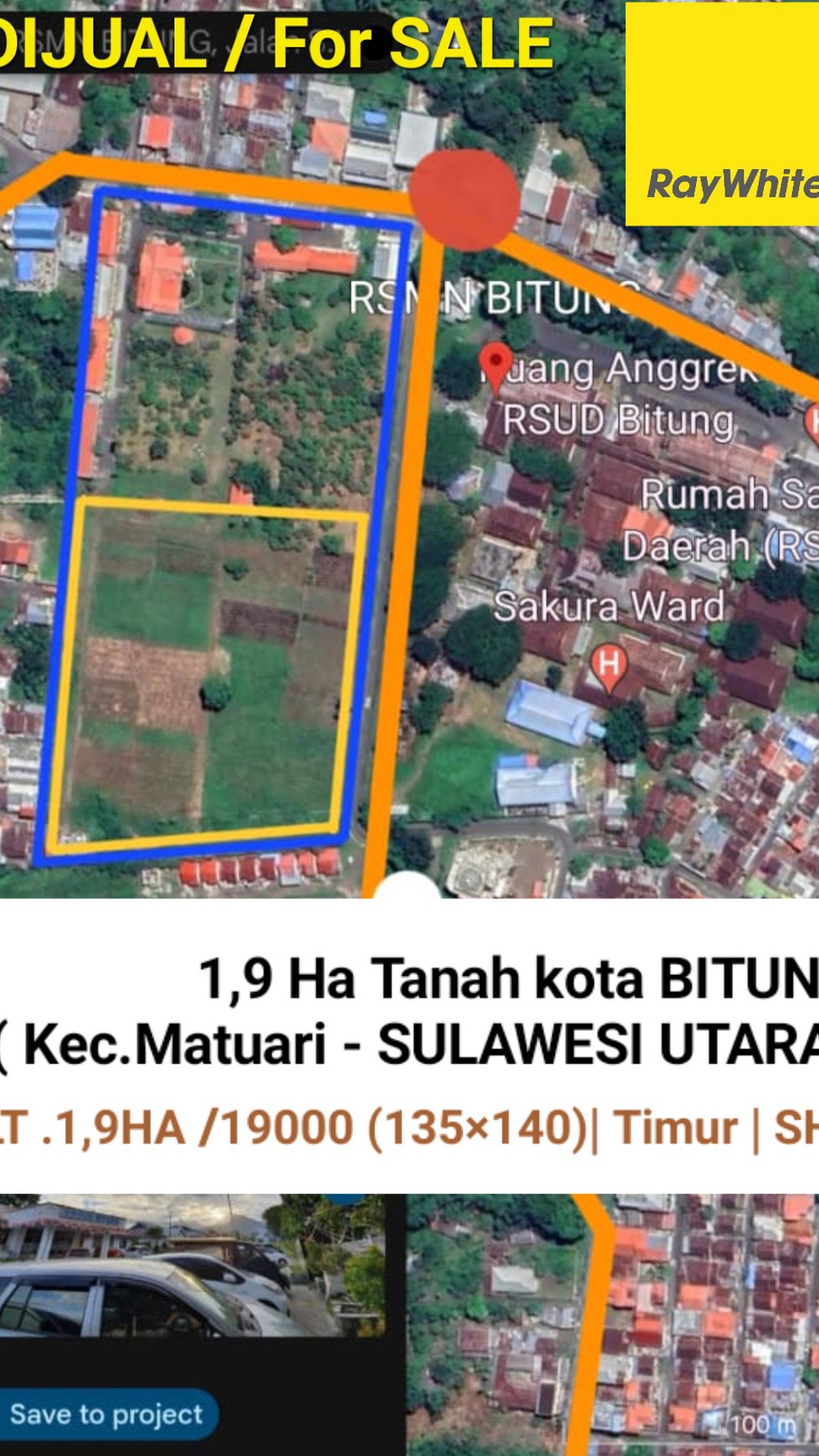 Dijual 1,9 Ha Tanah Kavling Kota Bitung - kec.Matuari -Sulawesi Utara - Lokasi dekat RSUD Bitung cocok buat Segala.Usaha 