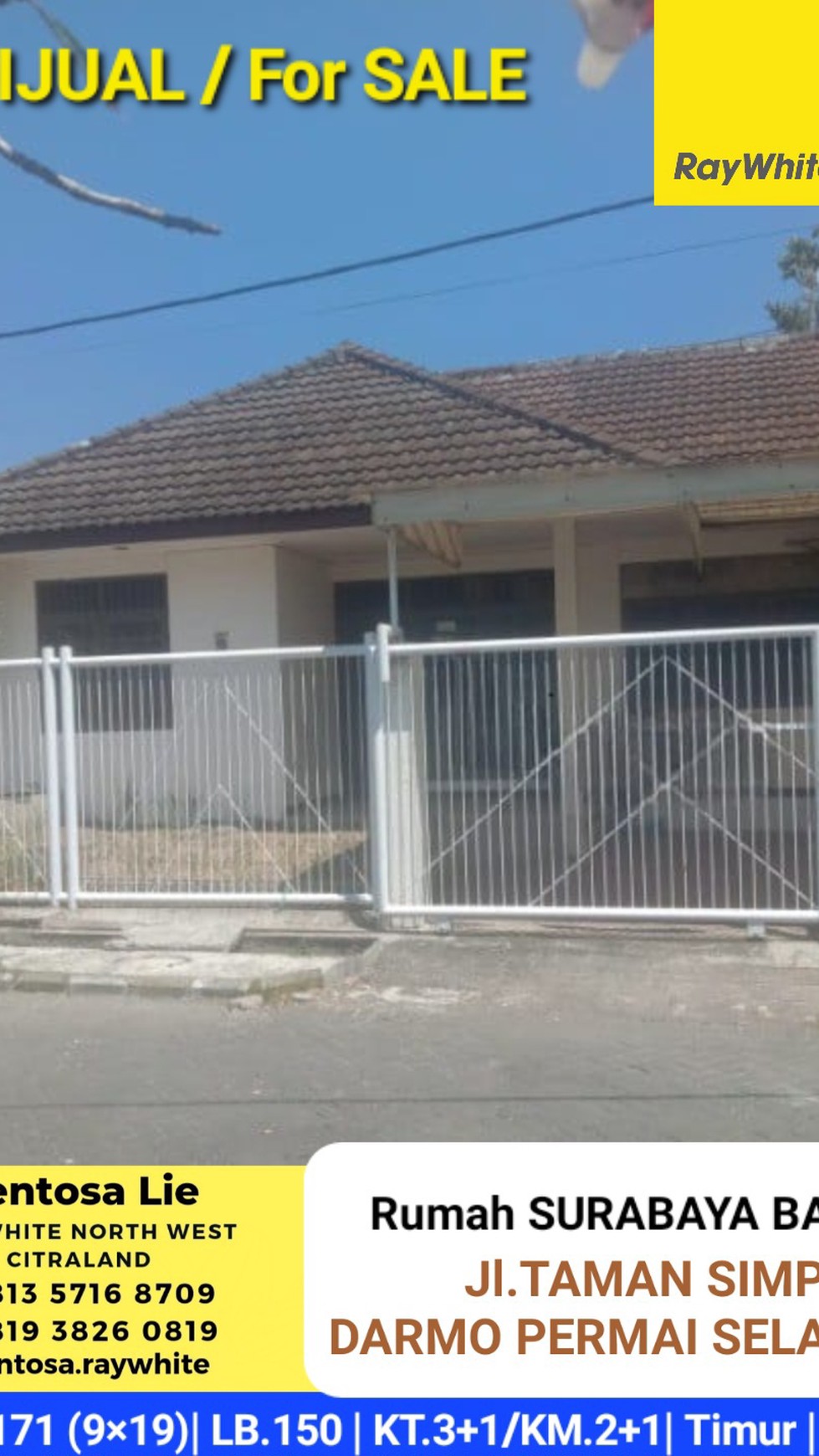 MURAH Dijual Rumah Taman Simpang Darmo Permai Selatan - ROW Jalan LEBAR 3 mobil - Parkiran LUAS