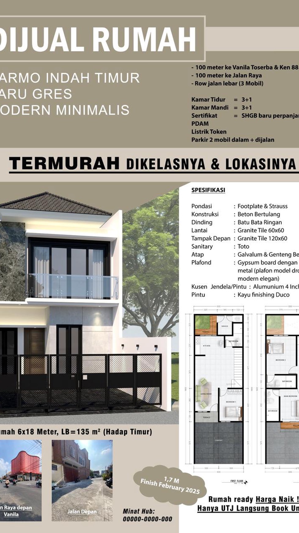 1776. Dijual Rumah On progress Darmo Indah Timur Surabaya 