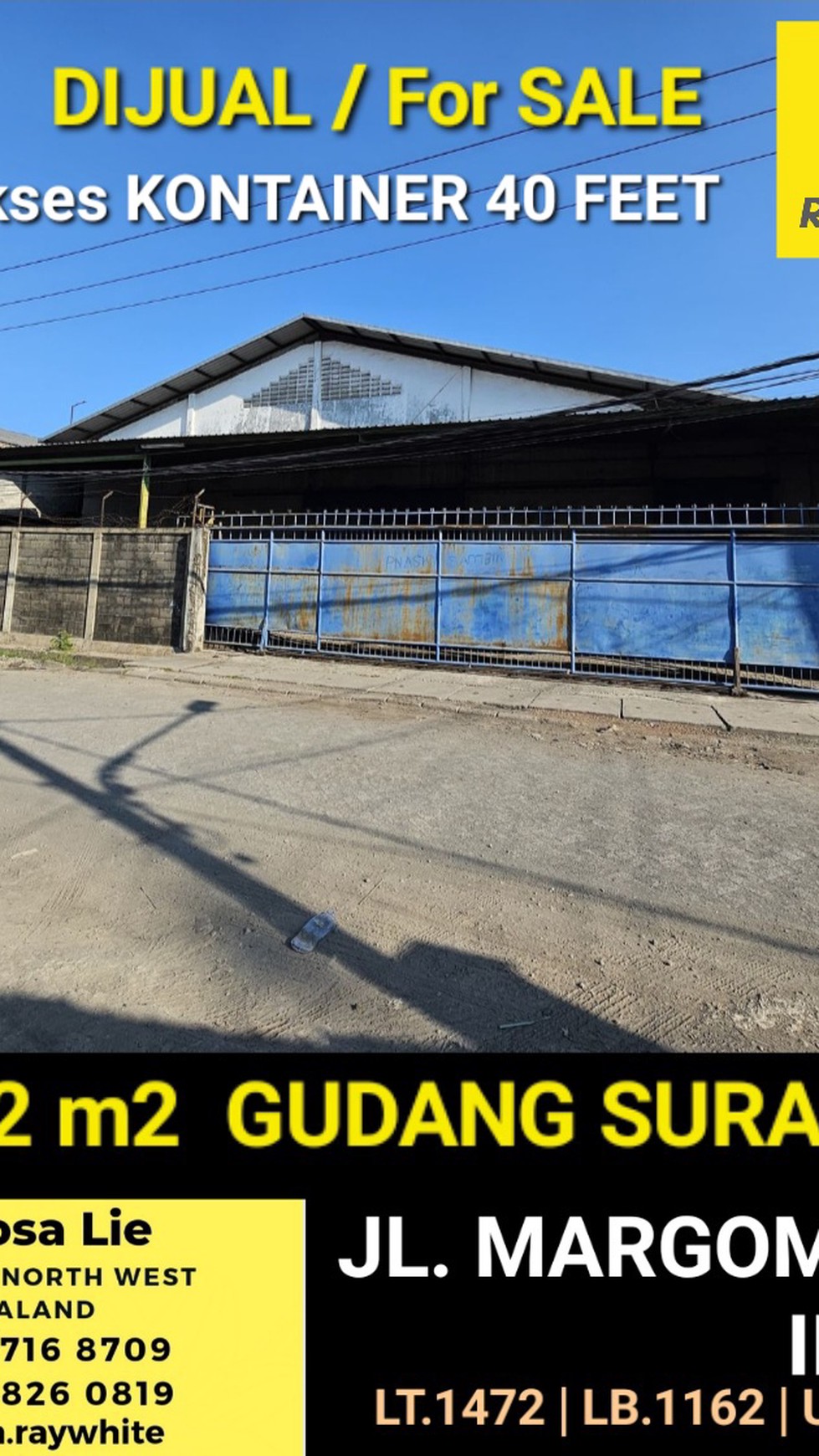 Dijual 1472 m Gudang Margomulyo Indah Surabaya - Ases Kontainer 40 FEET + Ruang KANTOR