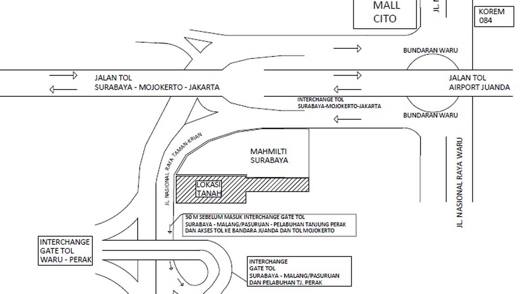 Dijual tanah di dekat bundaran Waru SHM 