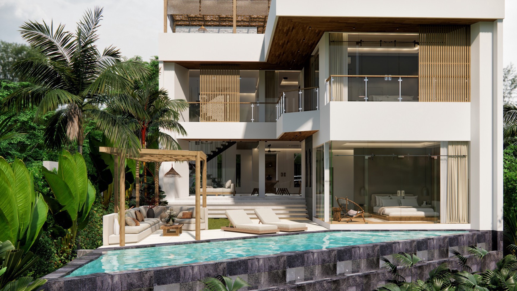 Leasehold - Elegant Two-Story Villa in Canggu with Rooftop, Private Pool, and Spacious Living Areas