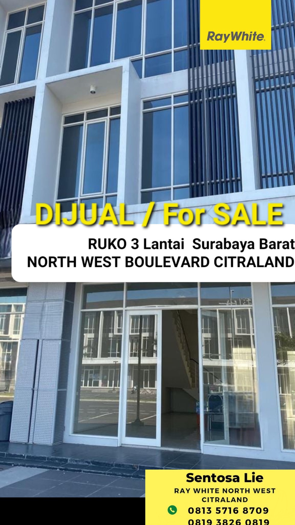 Dijual Ruko Citraland North West Boulevard Surabaya Barat -3 lantai -  Parkiran Mobil LUAS