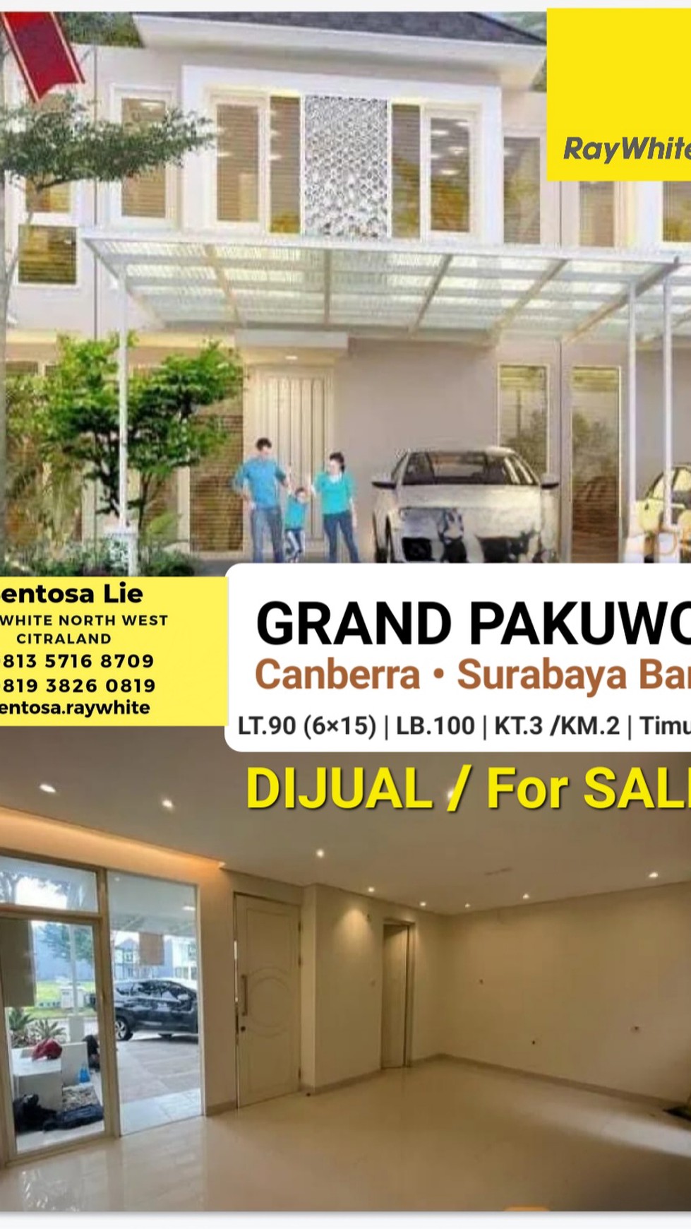 Dijual Rumah Grand Pakuwon Canberra Tandes Surabaya Barat dekat Food Junction, Sekolah Sampoerna Academy