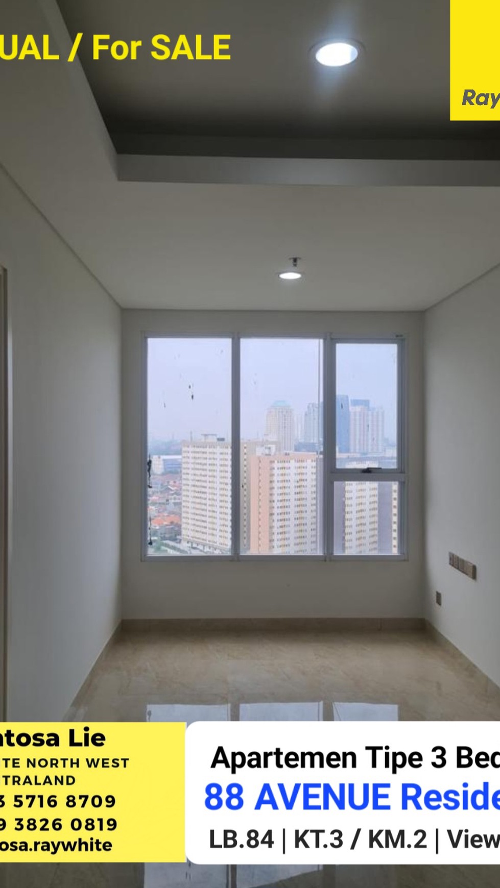 MURAH Dijual Apartemen 88 Avenue Residence Tipe 3 Kamar Tidur dekat Pakuwon Mall, Pasar Modern Puncak Permai