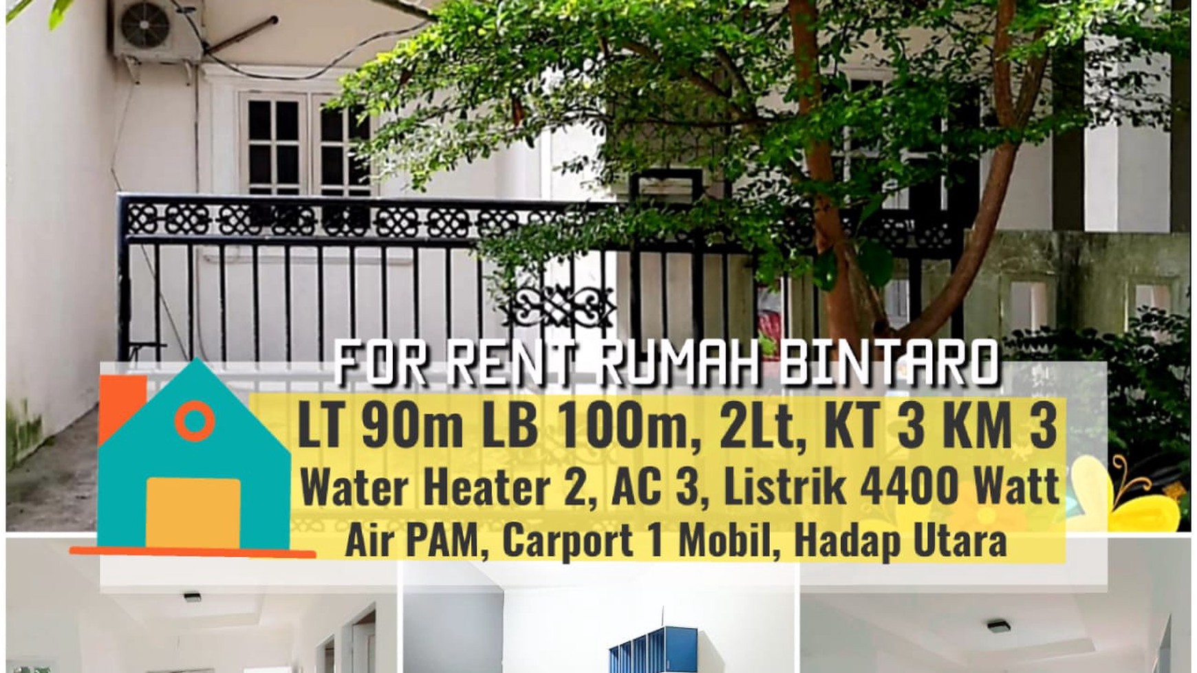 Rumah Cantiq Minimalis, Luas 90m, Harga 70Jt/Thn nego, di Sektor IX Bintaro Jaya #WW