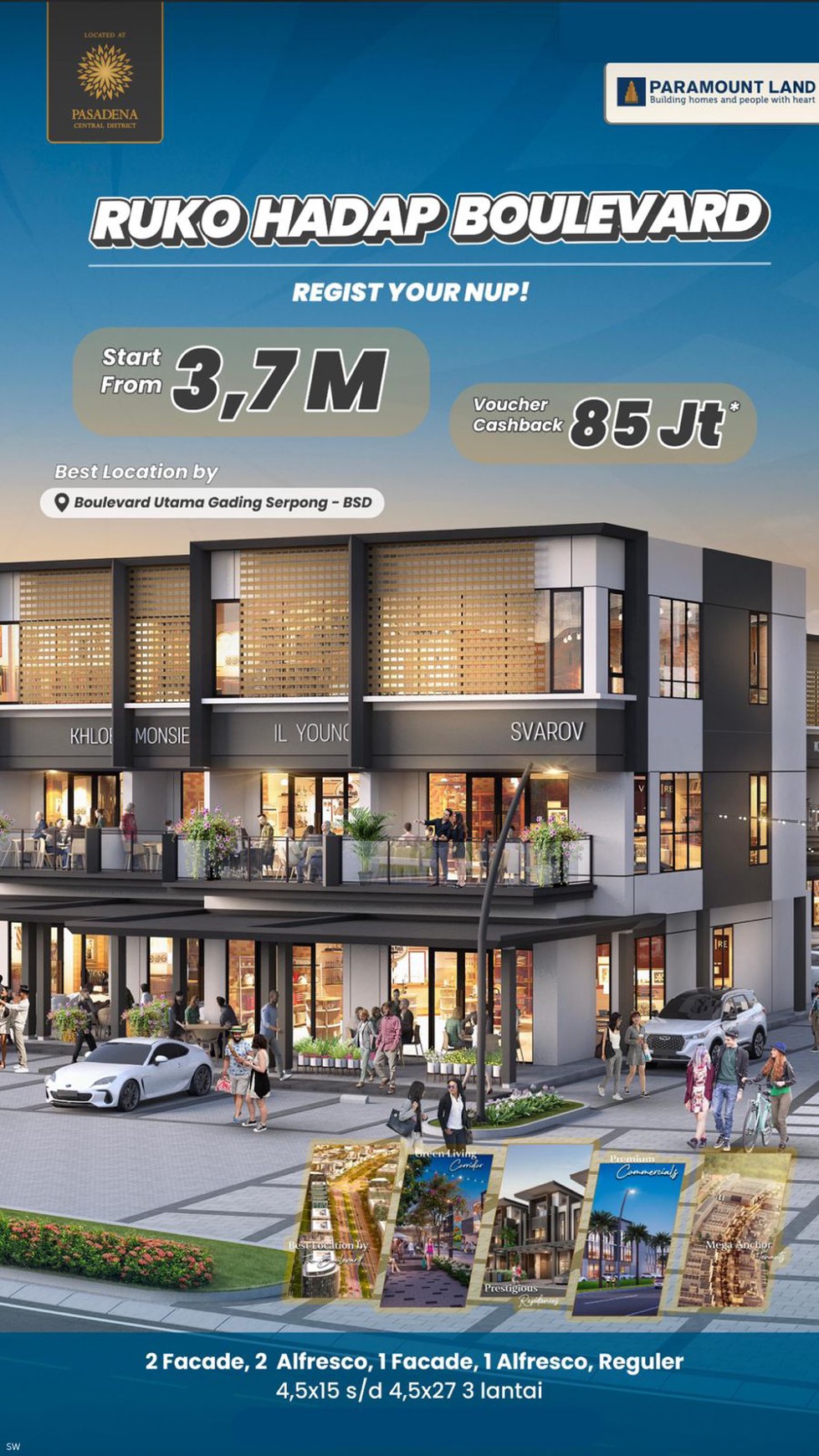 RUKO PASADENA SQUARE DI KAWASAN BOULEVARD GADING SERPONG DIJUAL DENGAN HARGA MENARIK