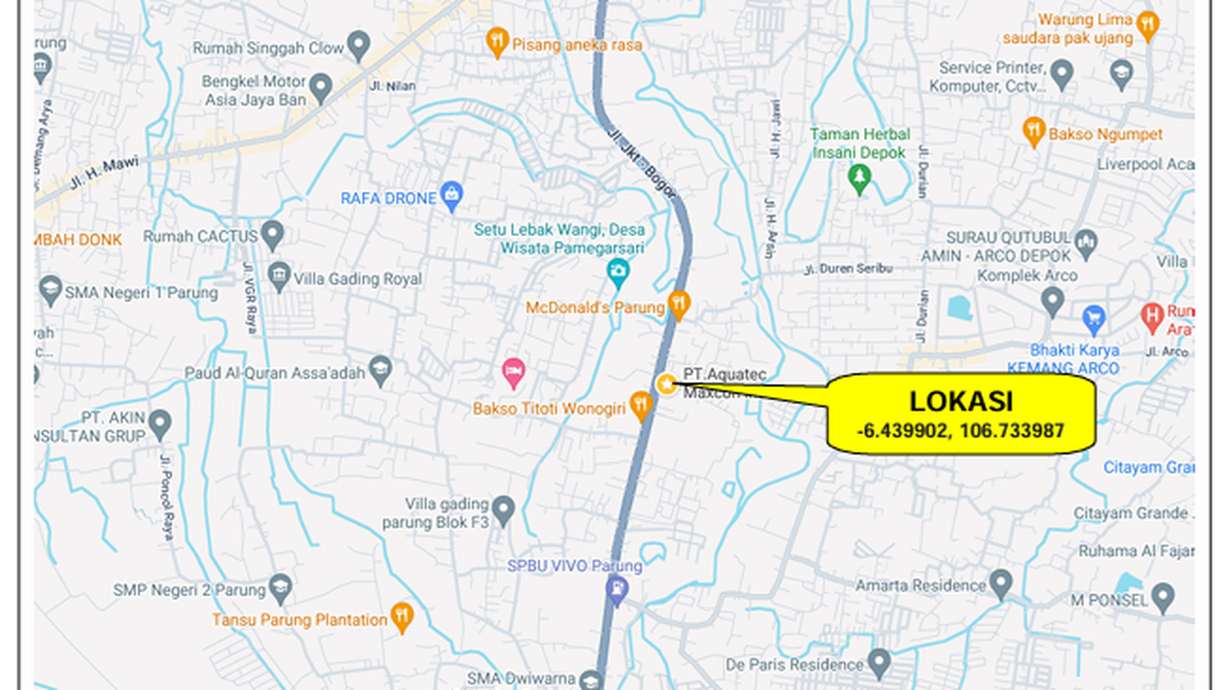 Lahan komersial di jalan parung raya cocok untuk perumahan dan bisnis 