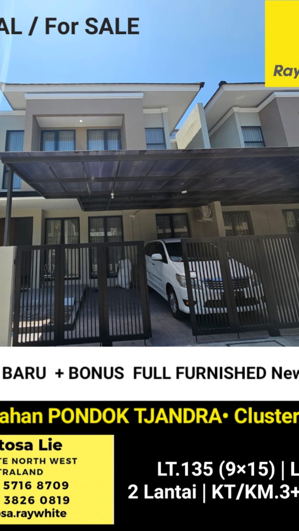 Dijual Rumah Pondok Tjandra - Pondok Candra - NEW BARU 2 LANTAI Bonus FULL FURNITURE