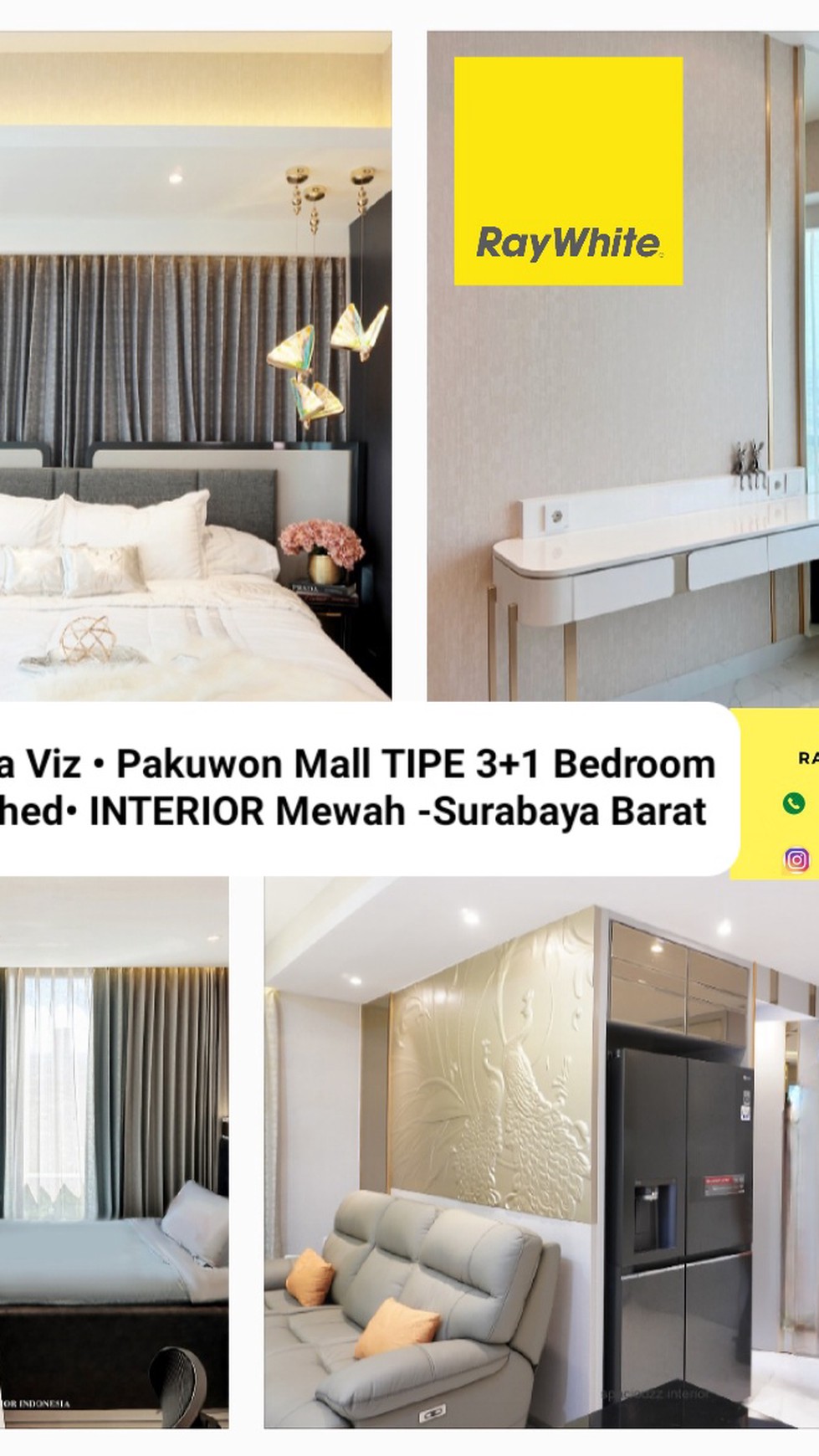 Dijuql Apartemen La Viz Pakuwon Mall Tipe 3+1 Bedroom FURNISHED INTERIOR Modern MEWAH Best View