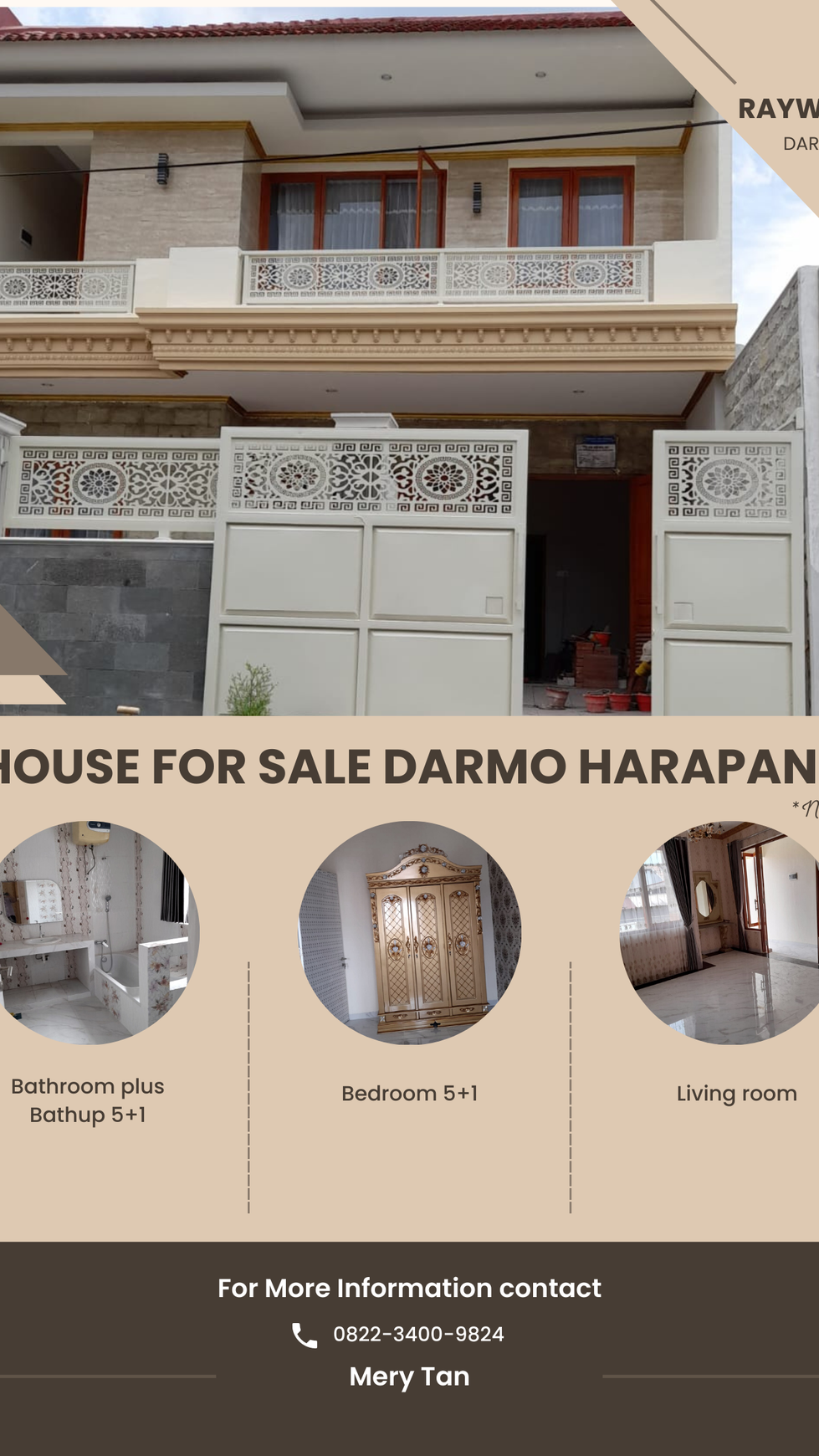 Dijual rumah darmo harapan indah siap huni surabaya barat