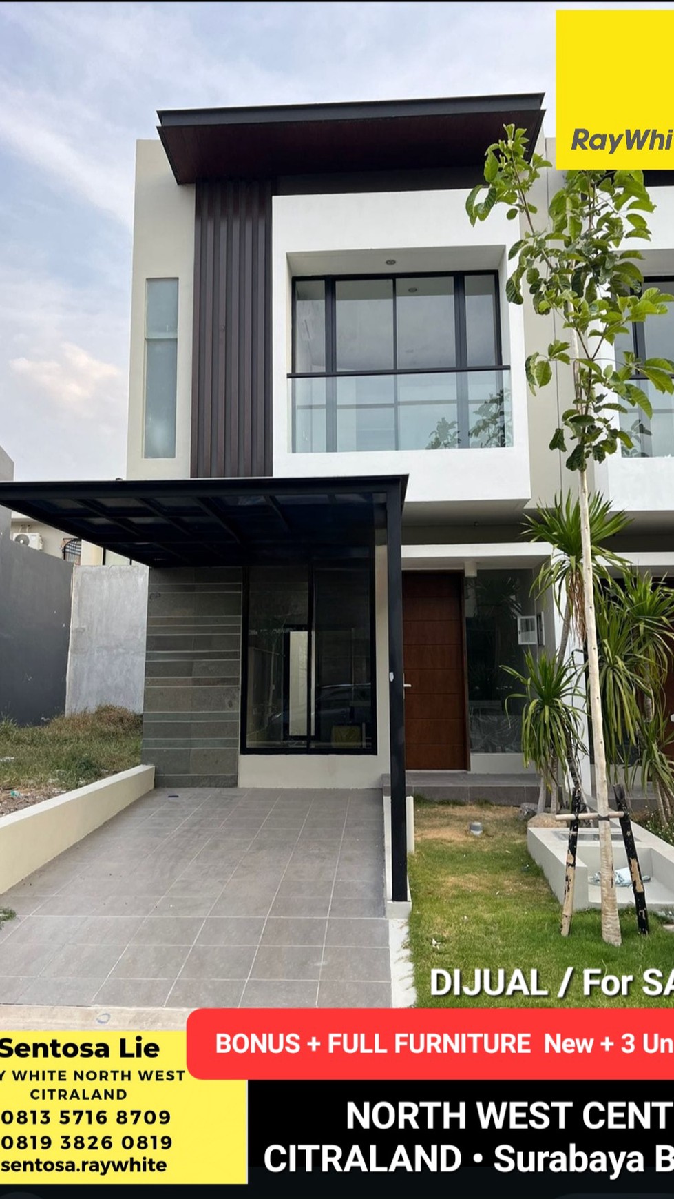 MURAH Dijual Rumah North West Central Citraland BONUS FULL FURNITURE Modern Baru dekat North West Lake, North West Park, North West Hill  Sekolah Citra Berkat, Bukit Palma Citraland